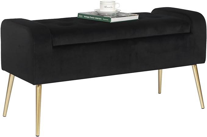 Modern Velvet Storage Bench Ottoman