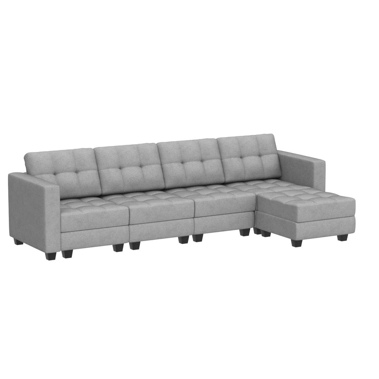 Light Grey L Shape 5-Seat Modular Sectional Sofa with Storage