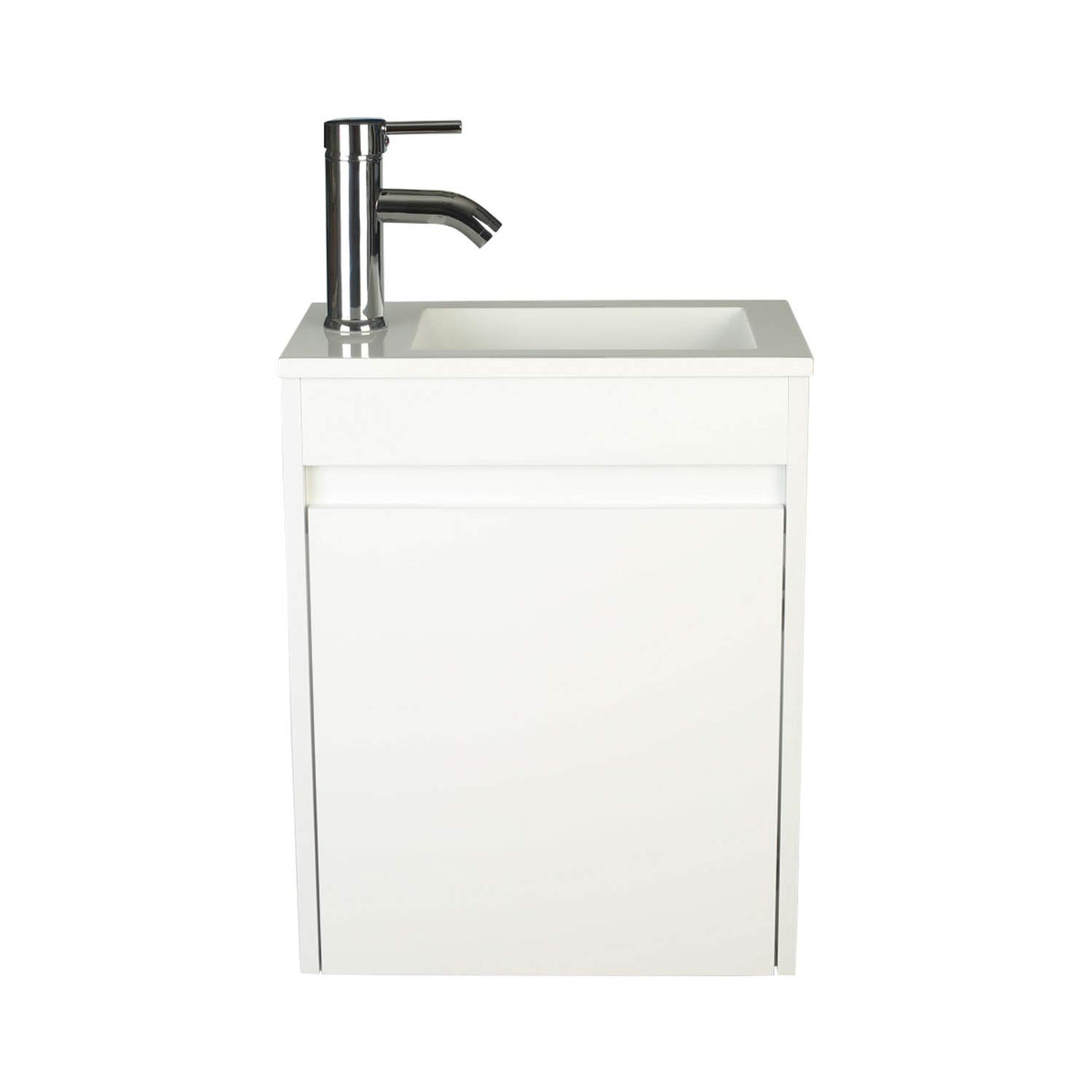 16" Small Bathroom Vanity Wall Mounted,White Small Bathroom Vanity with Ceramic Sink