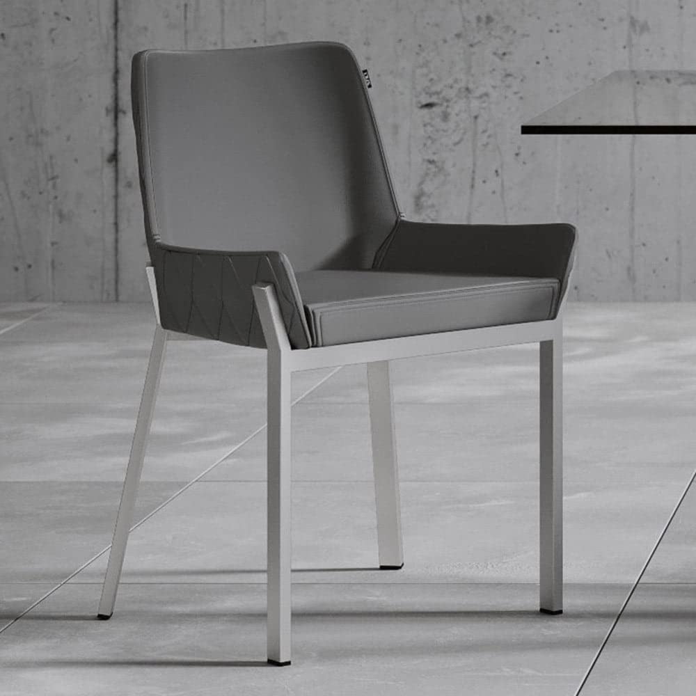 Sydney Gray Leatherette Dining Chair with Brushed Stainless Steel Legs