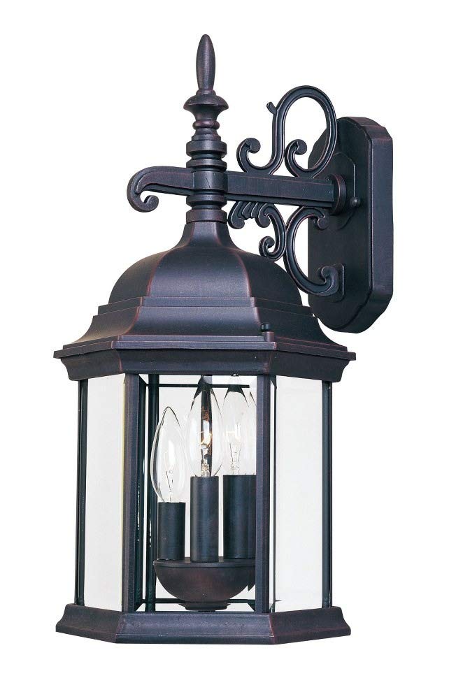 Cast-3 Light Outdoor Wall Lantern in Early American Style-9.5 Inches Wide by 25 inches