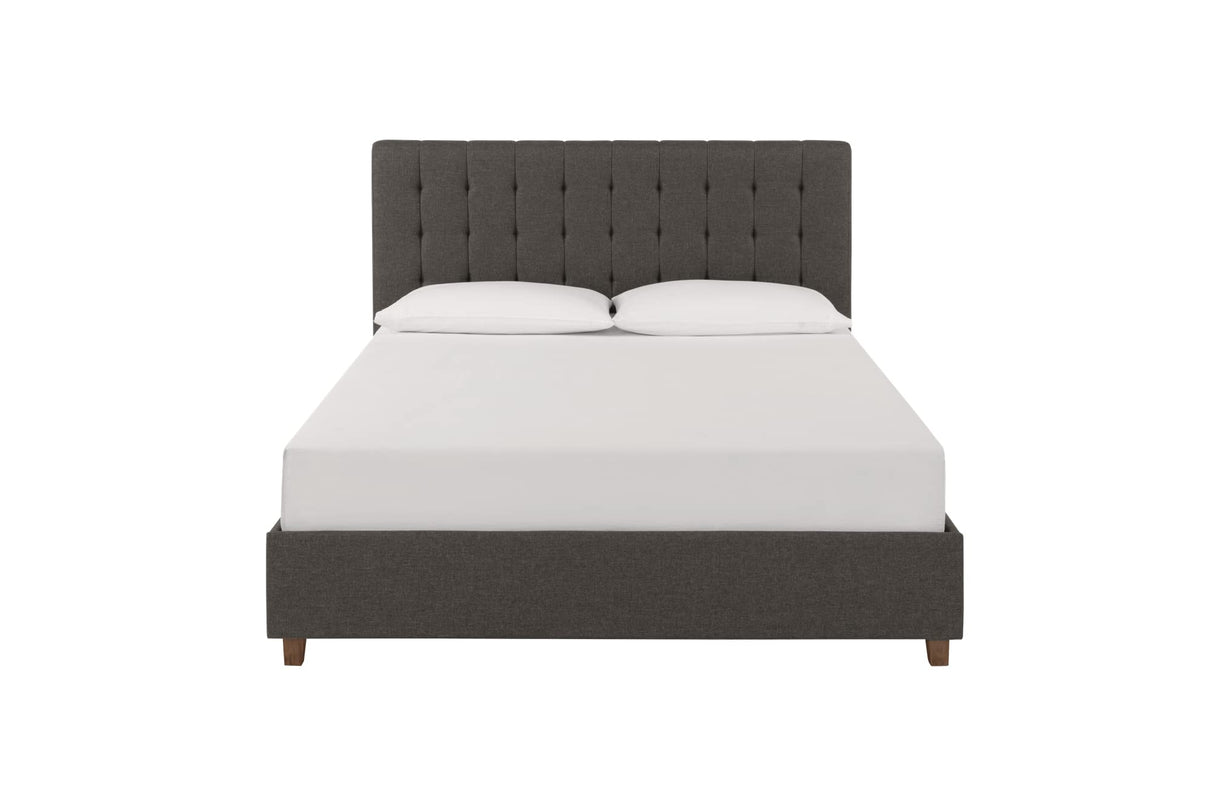 Emily Upholstered Platform Bed with Modern Vertical Tufted Headboard