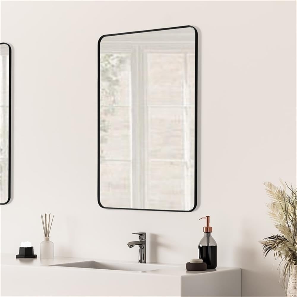 Nettuno 24" Bathroom/Vanity Matte Black Aluminum Framed Wall Mirror