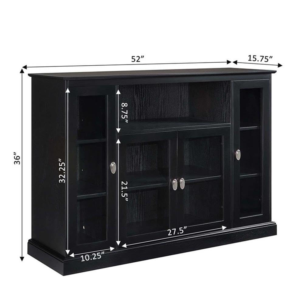 tV Stand with Storage Cabinets and Shelves , Black