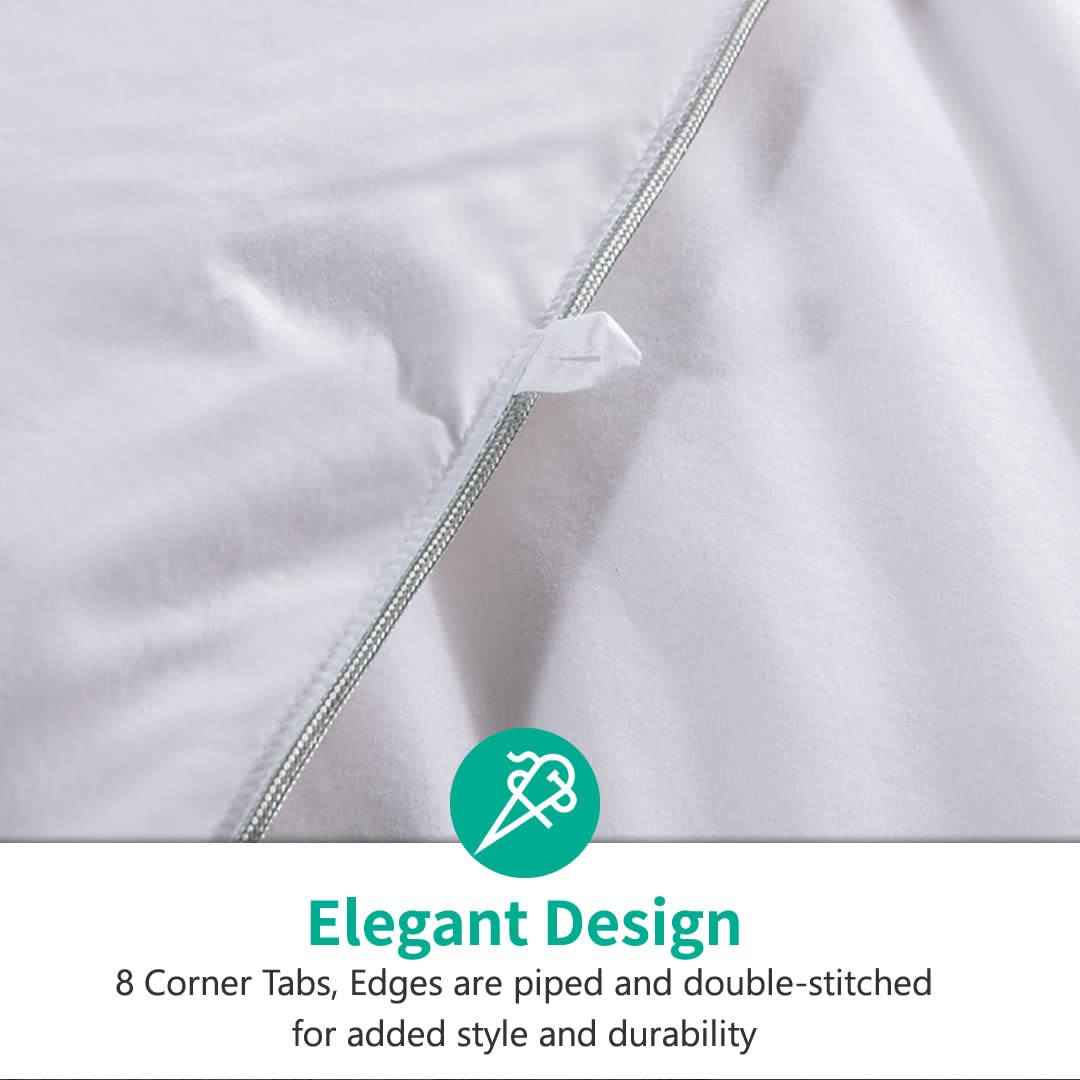 APSMILE Luxury All Season Down Feather Fibers Comforter Full/Queen Size Duvet Insert - 100% Organic Cotton, High Fill Power Medium Warmth, (Ivory White, 90X90)