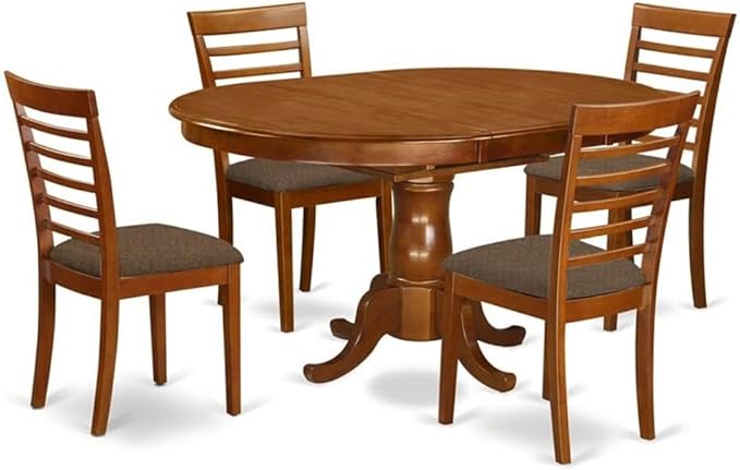 Furniture POML7-SBR-C 7 Piece Kitchen Table & Chairs Set Consist of an Oval Dining