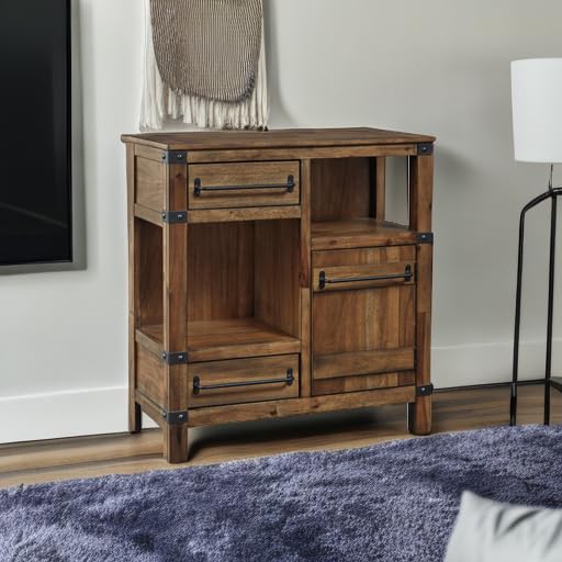 Roybeck Industrial Accent Cabinet with 2 Shelves, 1 Adjustable Shelf and 2 Drawers