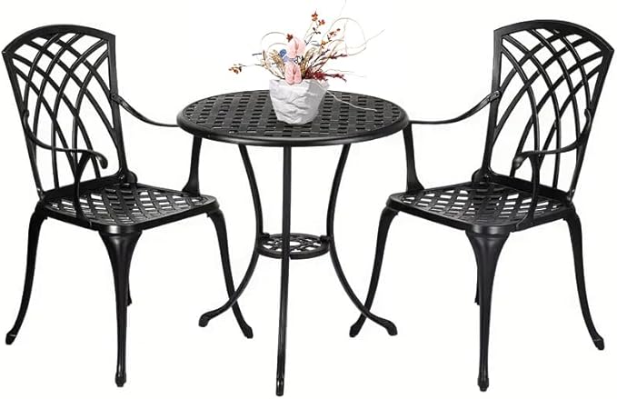 Bistro Table and Chairs Set of 2,Patio Bistro Sets 3 Piece Outdoor with 1.97 Umbrella Hole