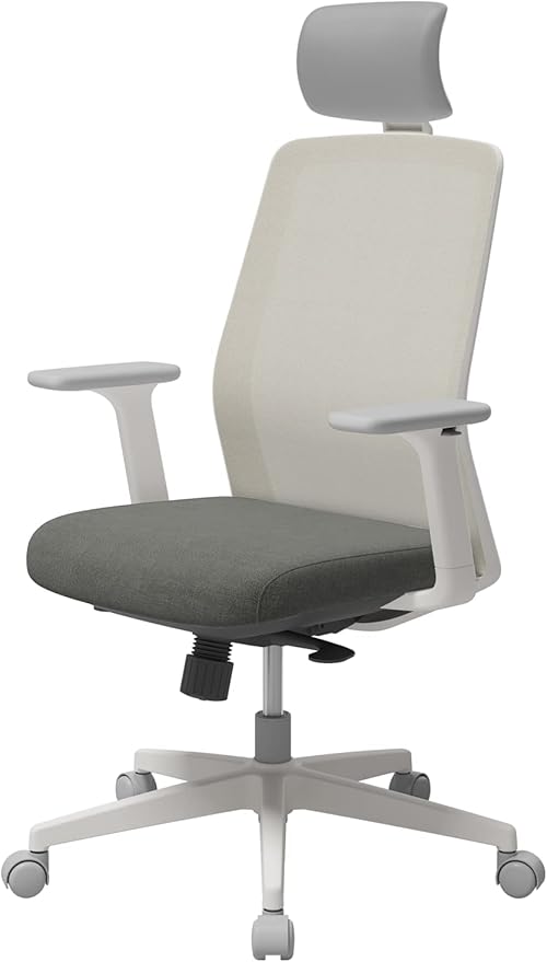 SE Ergonomic Office Chair : Comfortable Home Office Chair for Light Users with Reclining Tilt Lock, Headrest, 3D Armrests, Mesh Back Computer Desk Chair, Alternative Gaming Chair (Gray)