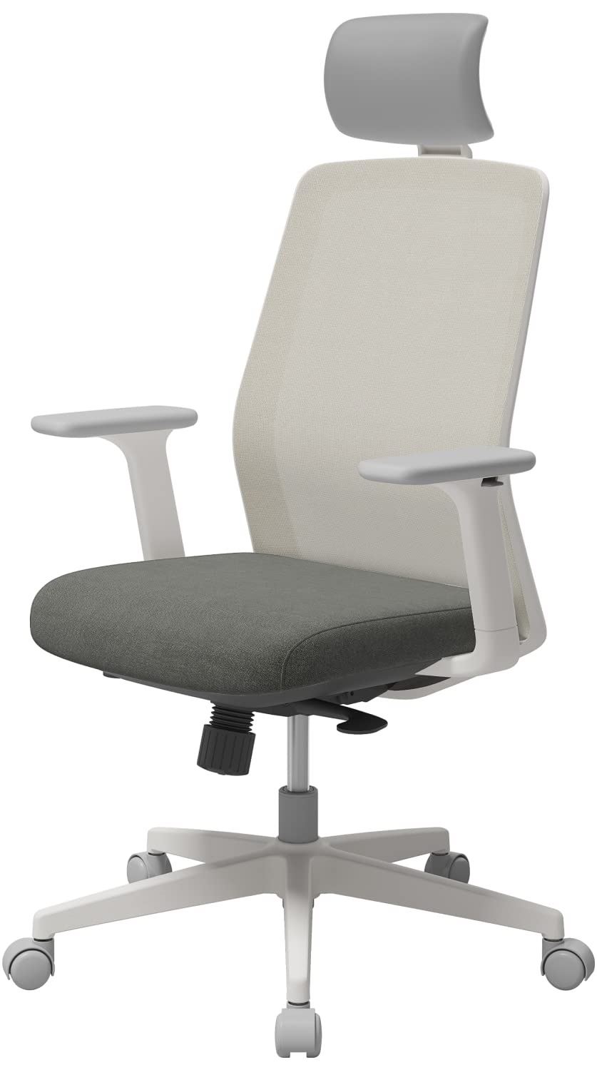 SE Ergonomic Office Chair : Comfortable Home Office Chair for Light Users with Reclining Tilt Lock, Headrest, 3D Armrests, Mesh Back Computer Desk Chair, Alternative Gaming Chair (Gray)