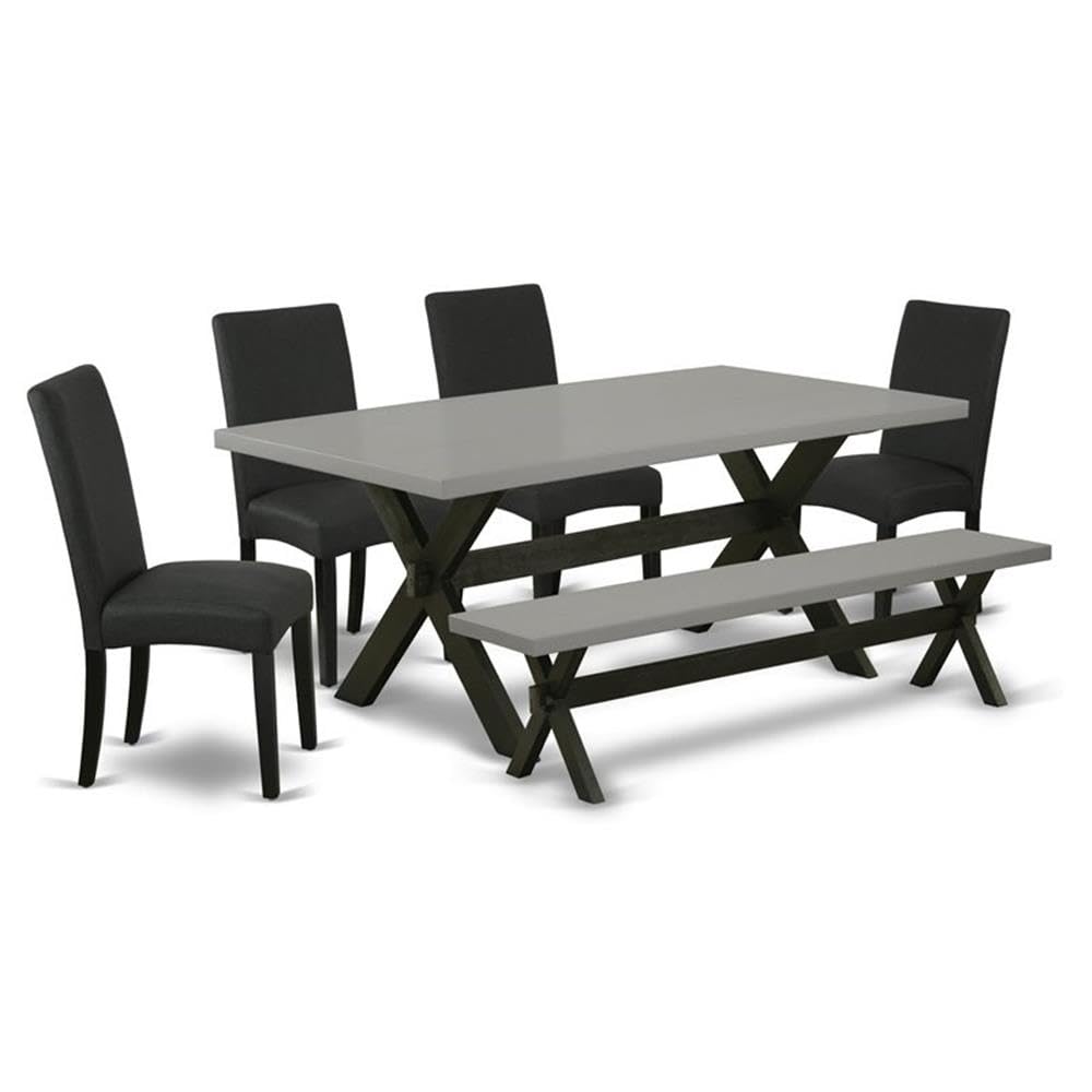 X697DR124-6 6 Piece Dining Set Contains a Rectangle Dining Room Table with X-Legs