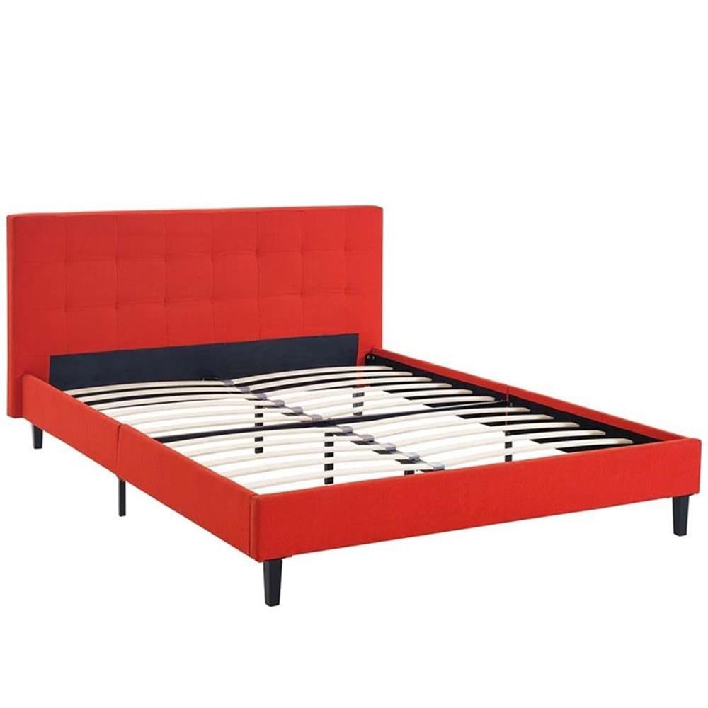 Hawthorne Collections Modern Fabric Upholstered Full Platform Bed in Atomic Red