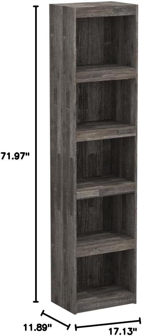 Derekson Rustic Pine Grain Finished Pier with 3 Adjustable Shelves, Multi Dark Gray