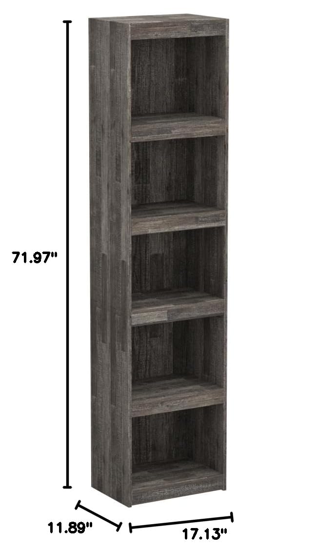 Derekson Rustic Pine Grain Finished Pier with 3 Adjustable Shelves, Multi Dark Gray
