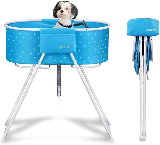 Little Dipper Elevated Dog Bath Tub - Foldable & Portable Wash Station for Small to Medium Pets