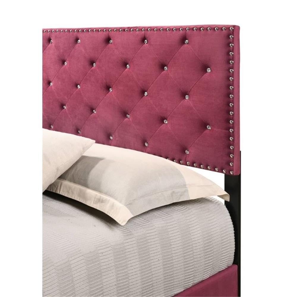 Glory Furniture Suffolk Velvet Upholstered Twin Bed in Cherry