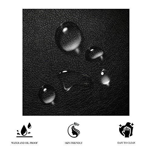 King Size Bed Frame with Iron Piece Decor, Faux Leather Upholstered Platform Bed