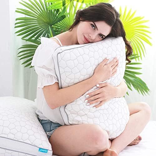 QUTOOL Shredded Memory Foam King Pillows 2 Pack, Adjustable Gel Pillows for Side Stomach and Back Sleepers Luxury Bed Pillow with Washable Cover