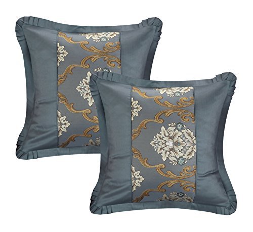 9 Piece Aubrey Decorator Upholstery Comforter Set and Pillows Ensemble, King, Blue