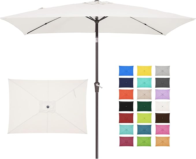 6.5x10 ft Rectangular Patio Umbrellas Outdoor Market Umbrella with Push Button
