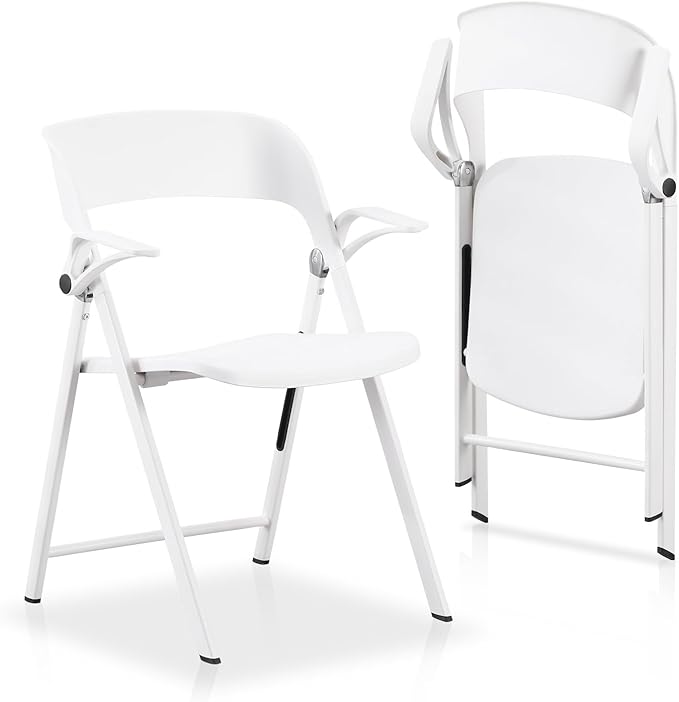 2 Pack Plastic Folding Chair with Armrest, Heavy Duty Foldable Chairs