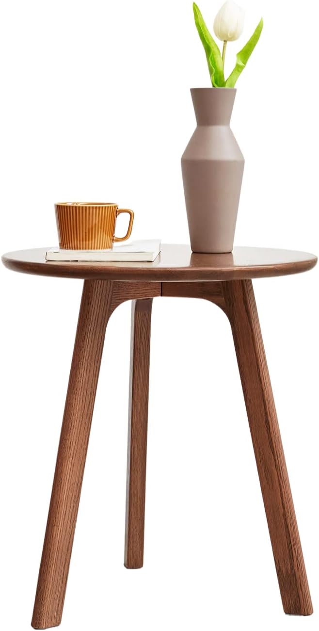 100% Solid Oak Small Side Table - Stylish Design Round End Table