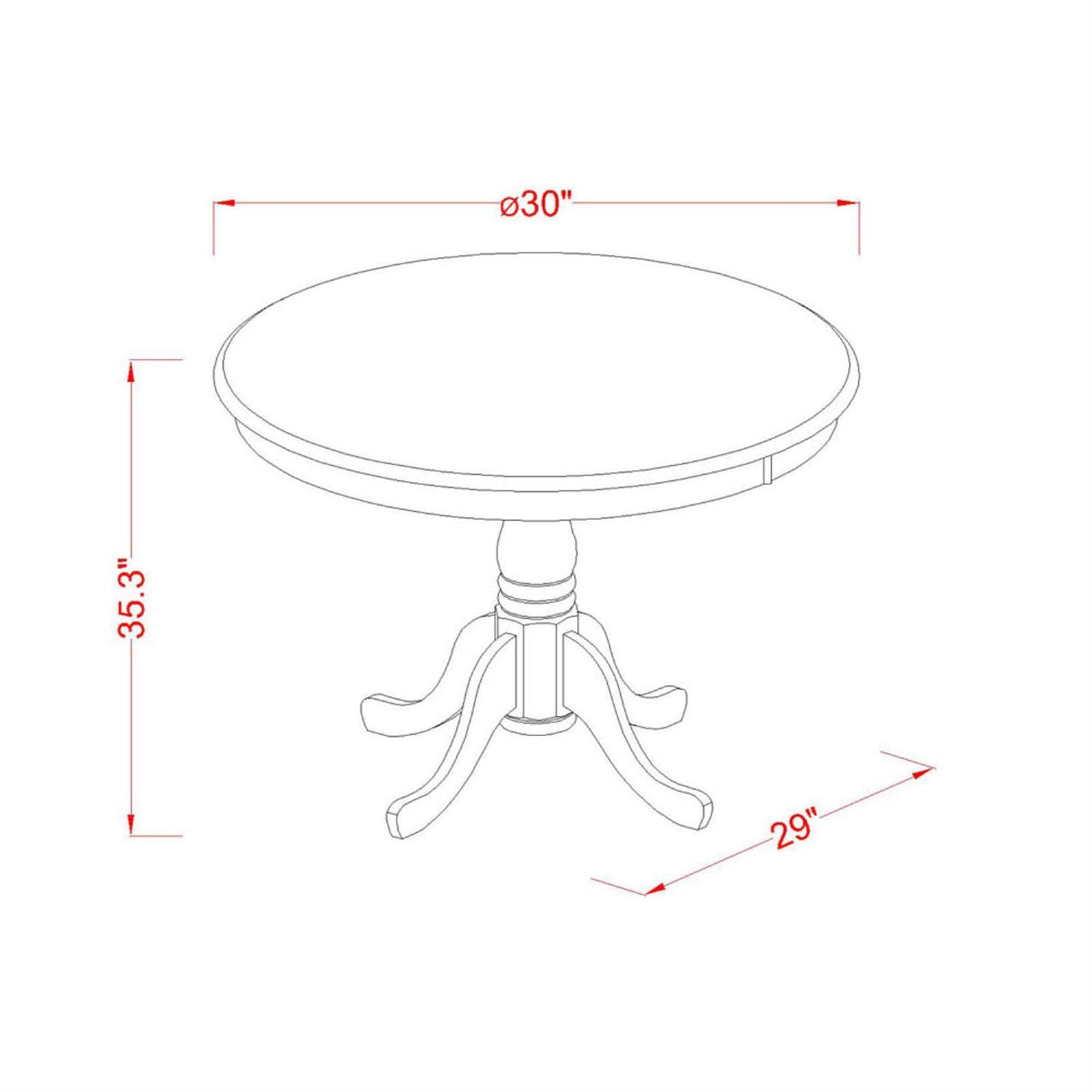 Furniture EDBU5-MAH-W 5 Piece Kitchen Counter Set Includes a Round Dining Table