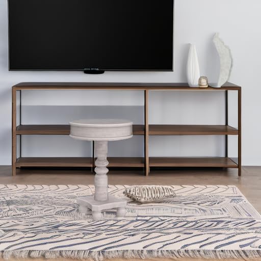 Rustic Accent Side Table, Farmhouse Wood Pedestal Table Round End Table for Living