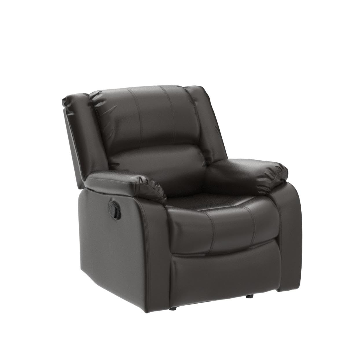 CloudNest Bonded Leather Recliner Chair – Plush Cushion, Pull Ring Recline