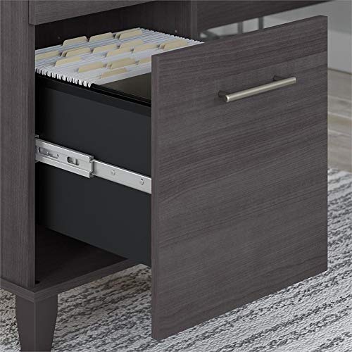 UrbanPro Transitional 60W L-Shaped Desk with Hutch in Storm Gray