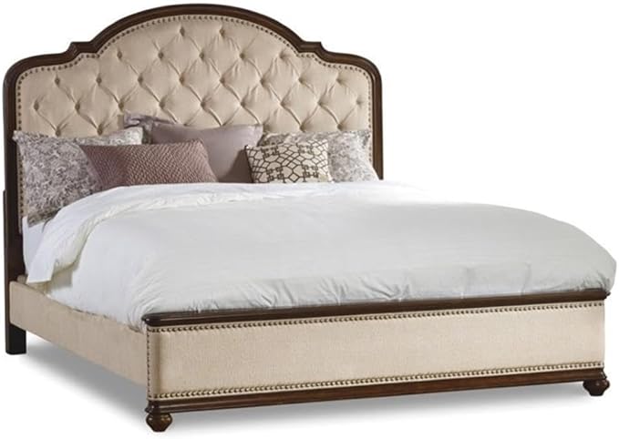 Leesburg Tufted Fabric Upholstered King Bed in Mahogany