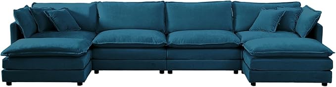 Chenille U-Shaped Modular Sectional Couch, Modern Comfy
