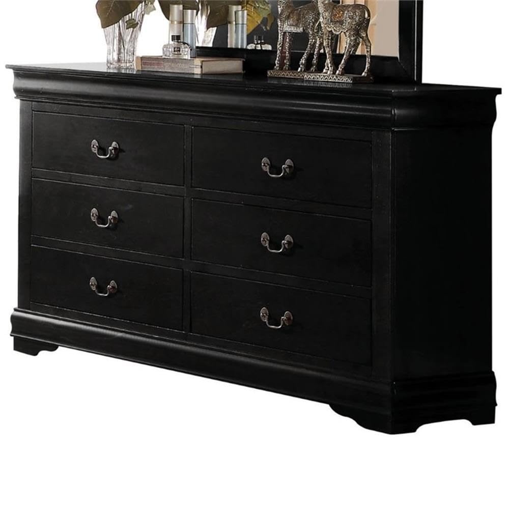 Louis Philippe 6 Drawers Dresser in Black