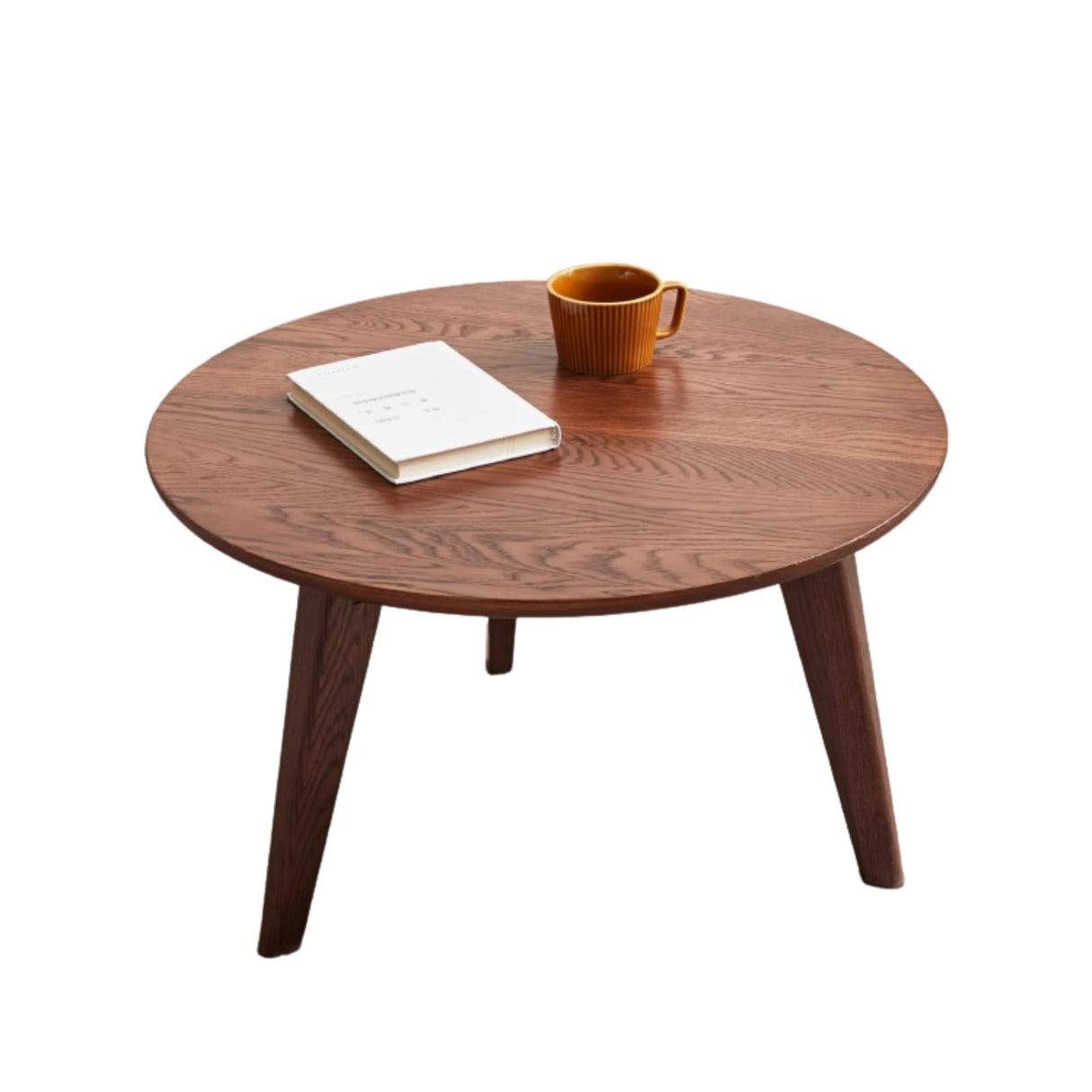 Round Coffee Table - 100% Solid Oak Wood Low Coffee Table