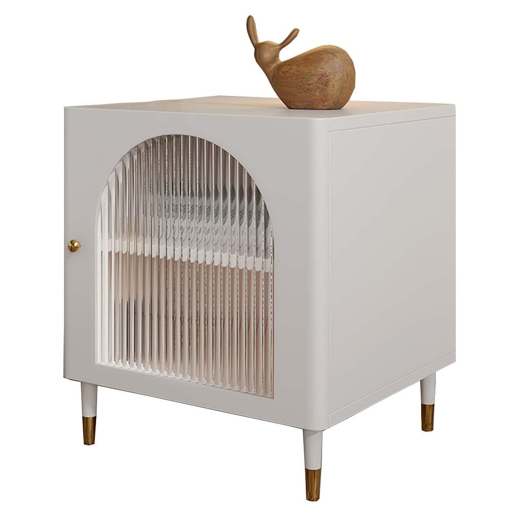 White Nightstand End Table, Mid-Century Modern Night Stand