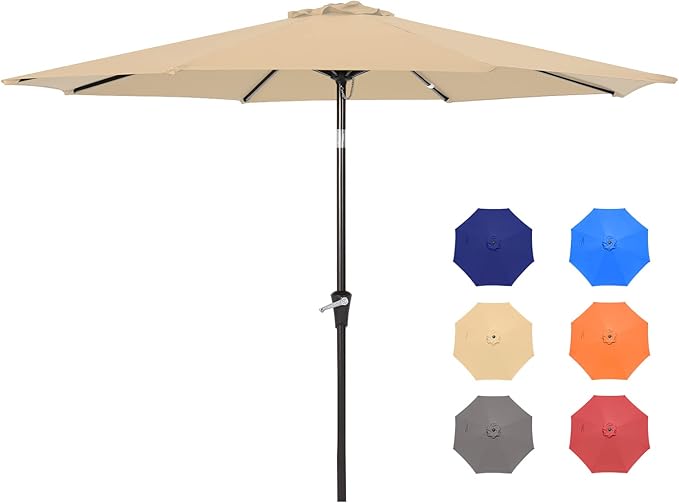 9FT Patio Umbrellas, Outdoor Patio Table Umbrella with Tilt Adjustment and Crank Lift System for Ourdoor Patio, Lawn, Backyard, Pool, Market, Navy Blue