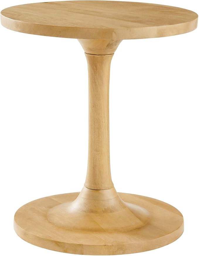 Lina Round Mango Wood Side Sofa End Table for Living Room in Walnut