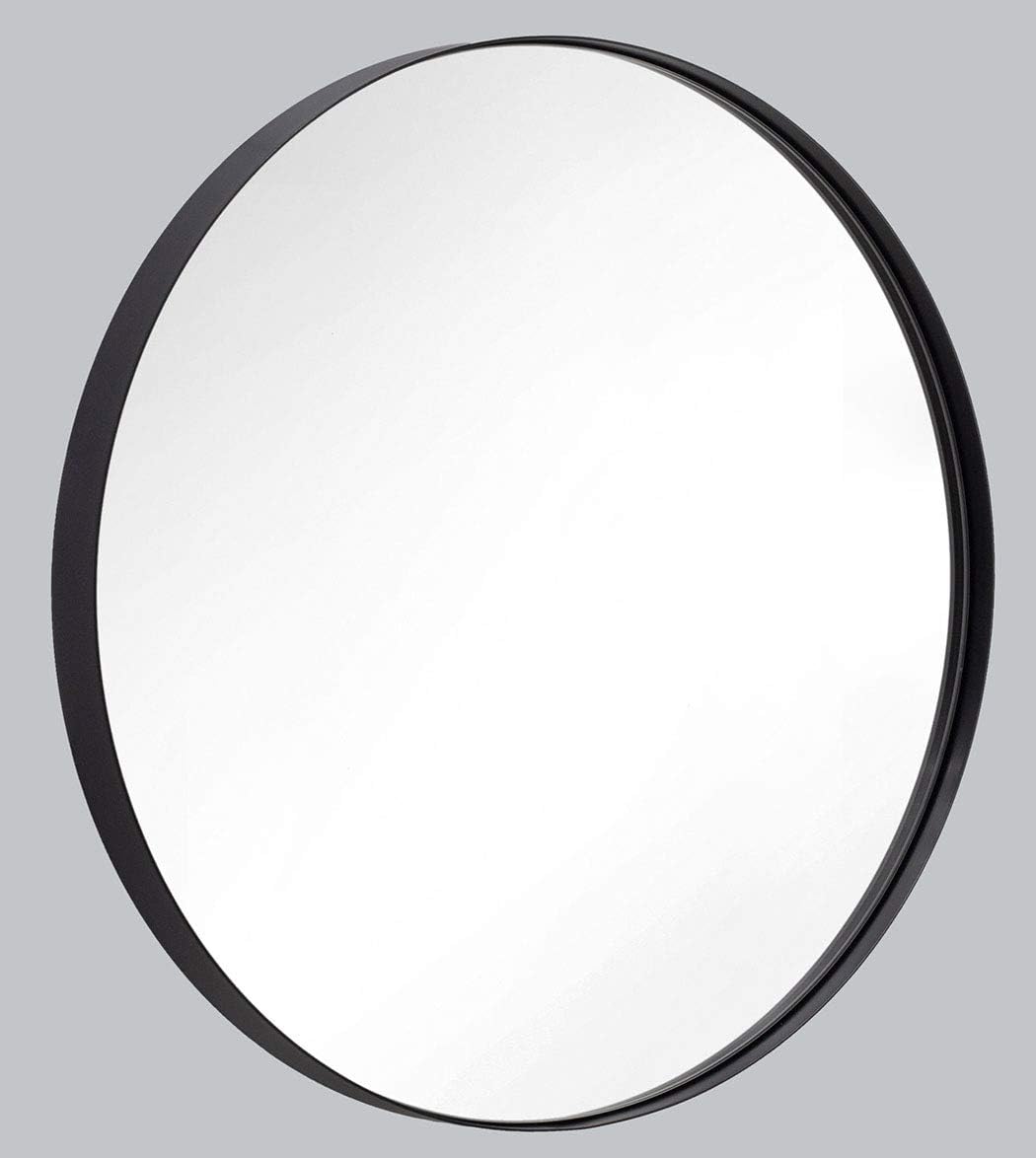 Wall Mirror Black Round Metal Stainless Steel Circle Frame