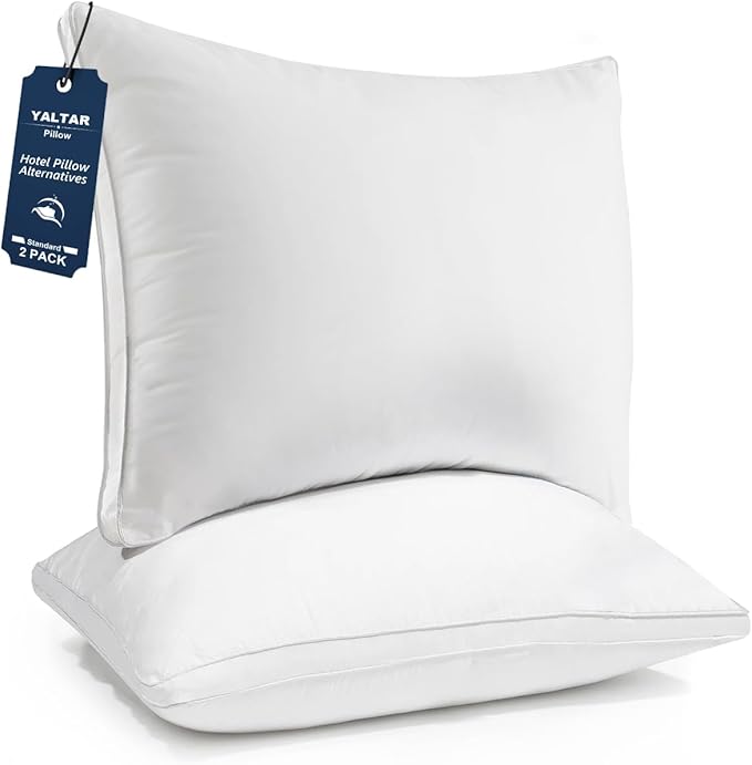 King Size Pillows Set of 2, Hotel Pillow Soft Fluffy Down Alternative King Pillow 2 Pack