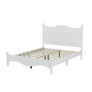 JIJIWANG Queen Size Elegant Design Wood Platform Bed Frame,Retro Style Platform Bed with Wooden Slat Support,for Kids Teens Adults Bedroom White