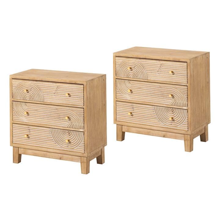 3-Drawer Farmhouse Dresser with Handicraft Wood Ring Motif