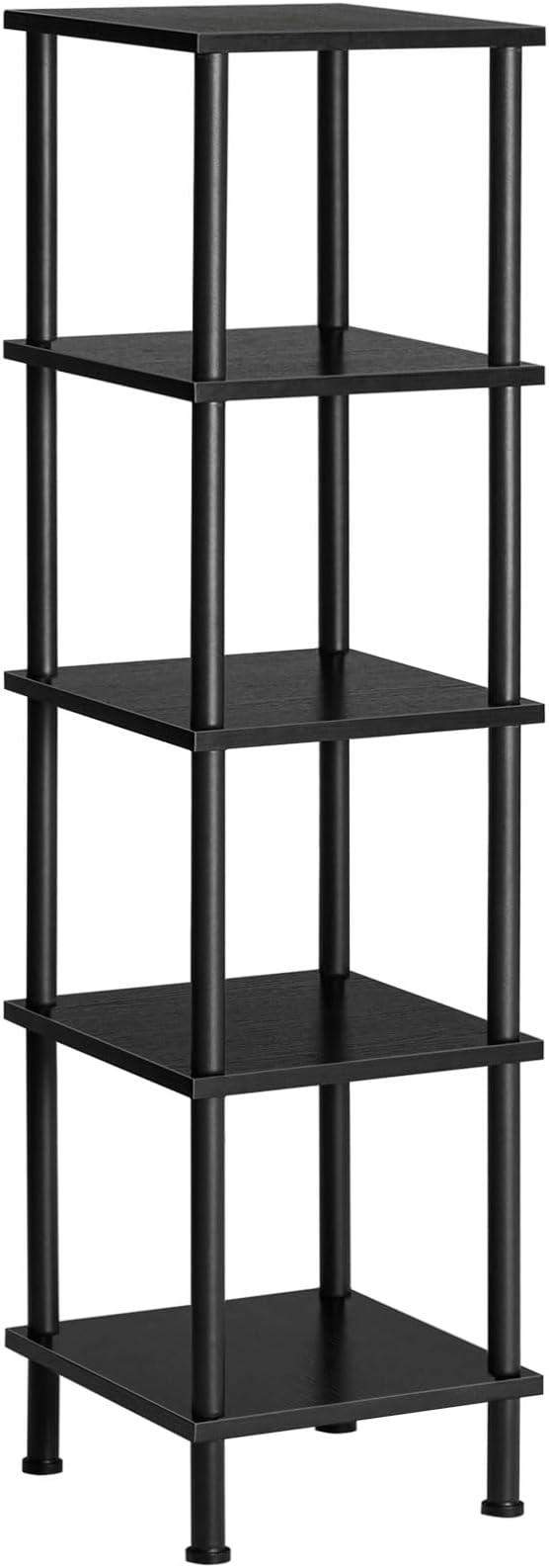6-Tier Corner Shelf, Corner Square Rack Display Shelf, Tall Storage Rack Plant Stand, Corner Bookcase for Small Spaces, Living Room, Home Office, Kitchen, Rustic Brown and Black BF55CJ01