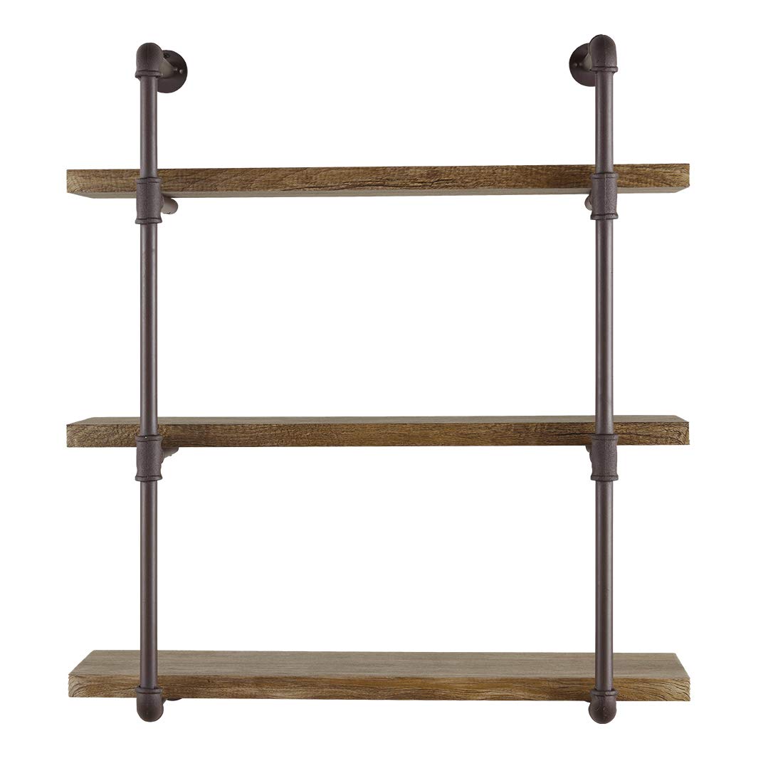 Decorative Floating 3-Tier Wall Mounted Hanging Pipe Shelves - Rustic
