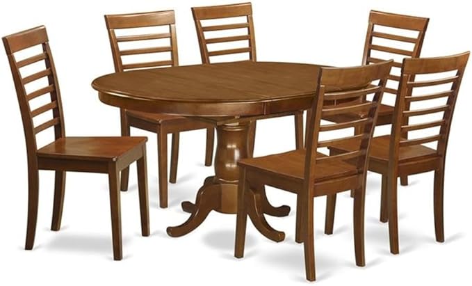 Furniture POML7-SBR-C 7 Piece Kitchen Table & Chairs Set Consist of an Oval Dining