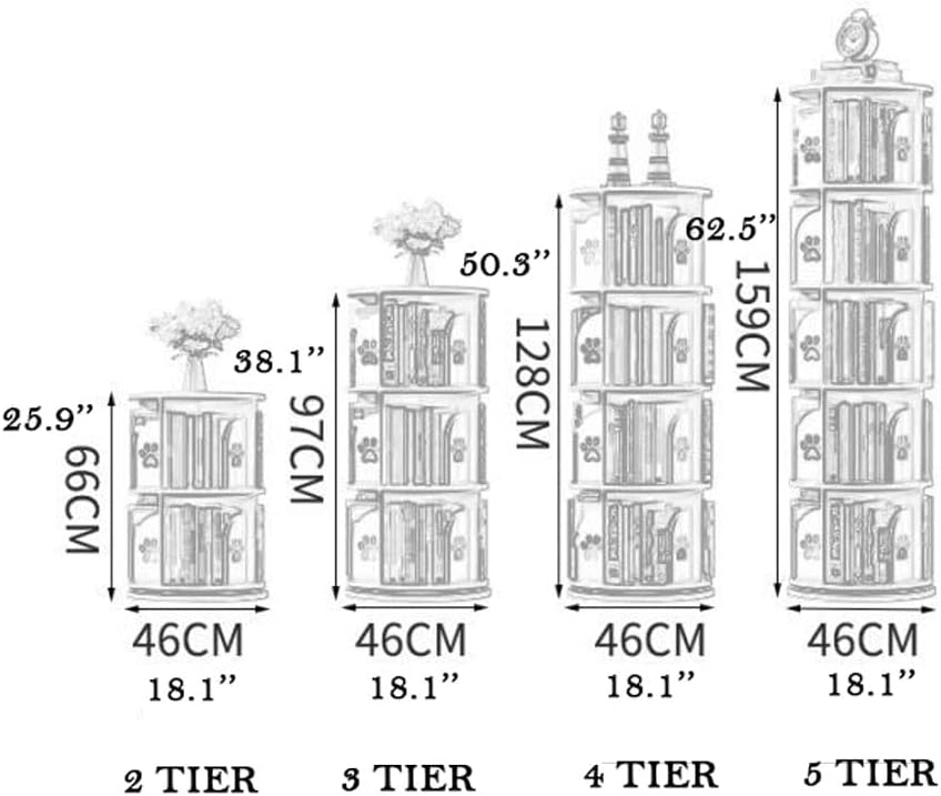 Rotating Bookshelf, 360 Display Corner Bookshelf for Small Space Green Bear Paw Pattern