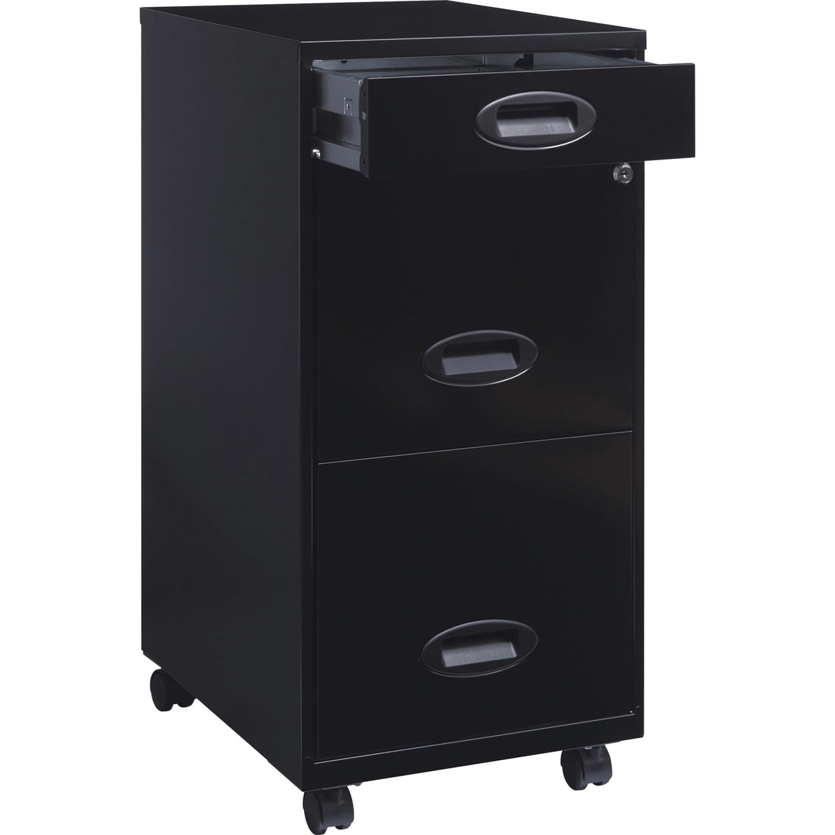 Lorell 17427 3-Drawer Mobile File Cabinet, 18", 21.80" L x 18.00" W x 33.10" H, Black
