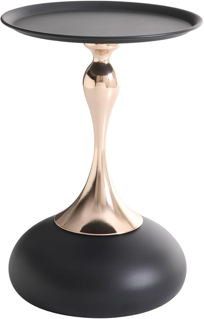 Small Round Side Table for Small Spaces, Modern Pedestal End Table Living Room