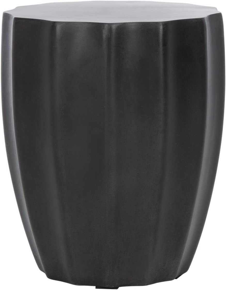 Outdoor Jaslyn Black Modern Concrete Round Accent Table