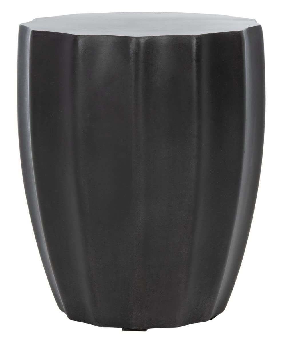 Outdoor Jaslyn Black Modern Concrete Round Accent Table