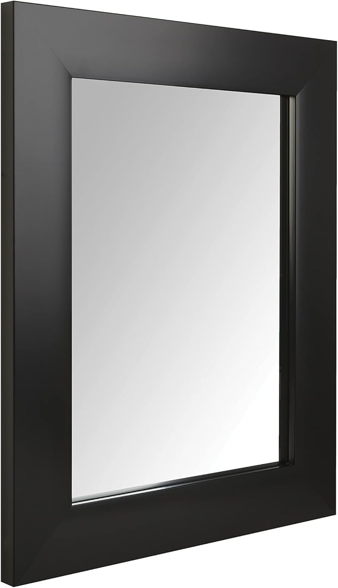 Basics Rectangular Wall Mount Mirror Wide Trim, White